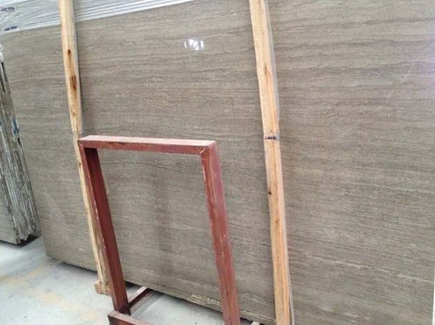 China Coffee Brown Wooden Grey Marble Slab