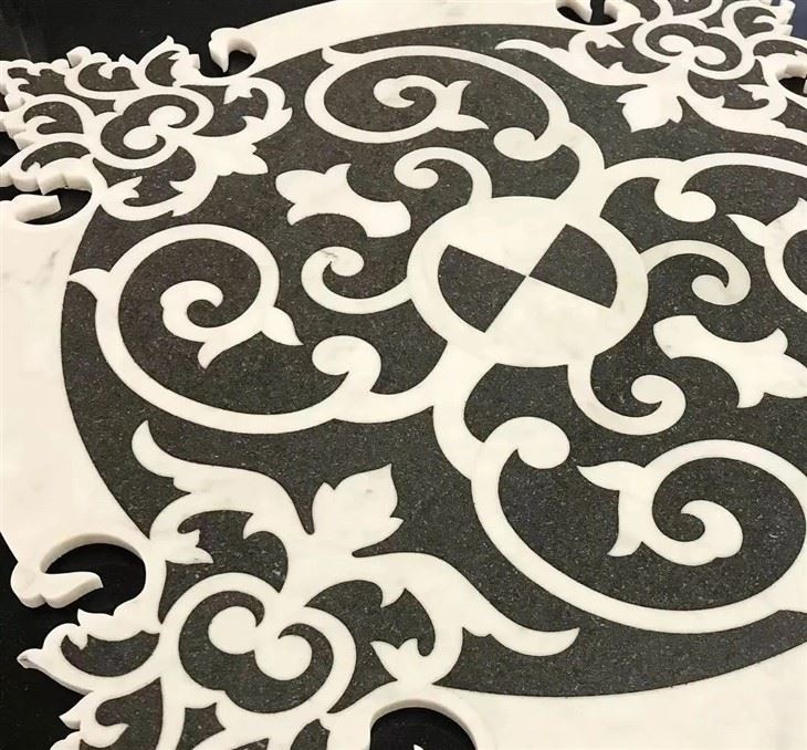 White Marble Inlay Table Top